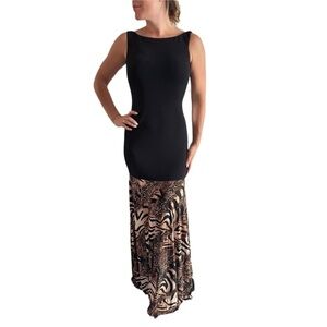 Jovani Black/Leopard Open Back Gown